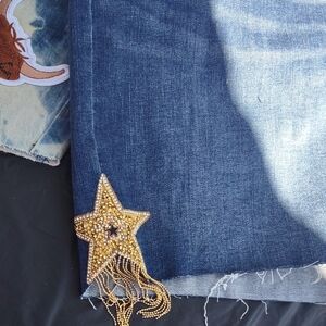 Embellished Blue Jeans with Gold Star